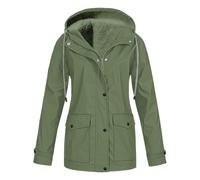 Mrat Jacket Coats for Women Clearance Fleece Lined Jacket Waterproof Jacket Windbreaker Hooded Raincoat Ladies Parka Coats Winter Warm Overcoat Outdoor Windproof Outfits Camping Hiking Plus Size S-5XL