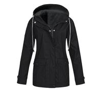 Mrat Jacket Coats for Women Fleece Lined Jacket Waterproof Windbreaker Hooded Raincoat Ladies Parka Coats Winter Warm Overcoat Outdoor Windproof Outfits Camping Hiking Plus Size S-5XL