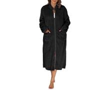 Mrat Ladies Fleece Dressing Gown Nightwear Fluffy Housecoat Super Soft Bathrobe Zip Up Long Sleeve Warm Robe Womens Cosy Calf Length Robe Towelling Dressing Gown Comfy Loungewear Nightwear