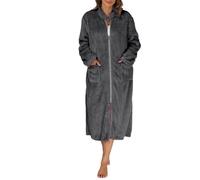 Mrat Ladies Fleece Dressing Gown Nightwear Fluffy Housecoat Super Soft Bathrobe Zip Up Long Sleeve Warm Robe Womens Cosy Calf Length Robe Towelling Dressing Gown Comfy Loungewear Nightwear