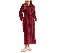 Mrat Ladies Fluffy Fleece Dressing Gown Long Length Luxury Robe Unisex Snuggle Winter Warm Sleepwear Housecoat Shimmer Spa Hotel for All Year Comfortable Loungewear Homewear Nightwear
