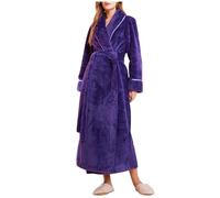 Mrat Ladies Fluffy Fleece Dressing Gown Long Length Luxury Robe Unisex Snuggle Winter Warm Sleepwear Housecoat Shimmer Spa Hotel for All Year Comfortable Loungewear Homewear Nightwear
