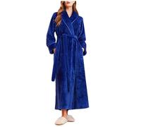 Mrat Ladies Fluffy Fleece Dressing Gown Long Length Luxury Robe Unisex Snuggle Winter Warm Sleepwear Housecoat Shimmer Spa Hotel for All Year Comfortable Loungewear Homewear Nightwear