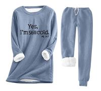 Mrat Ladies Lounge Wear Sets Womens Fleece Lined Loungewear Thermal Sweatsuits Thick 2 Piece Outfits Women Sherpa Winter Warm Yes I'M Always Freezing Fuzzy Sportswear Fleece Pyjamas Activewear