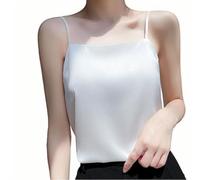 Mrat Ladies Silk Vest,Slim Fit Basic Sleeveless Cami Vest Tops Womens Summer Cool Camisole Satin Tank Top Spaghetti Strap Blouses Solid Color Loose Tee Shirt Daily Wear, Shopping,Tops Under Suits