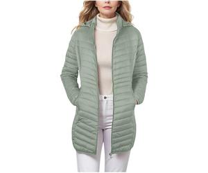 Mrat Lightweight Down Jacket for Women Ladies Puffer Jacket with Detachable Hood Longline Winter Warm Coat Outdoor Windproof Jackets Water-Resistant Insulated Travel Adjustable Packable