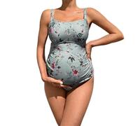 Mrat Maternity Swimsuit One Piece Bathing Suits V-Neck Pregnancy Swimwear Bikini Set Ladies Elegant Floral Print Bathing Suit Vintage Backless Tankini Swimsuit Swimwear Summer Holiday Vacation