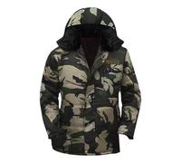 Mrat Mens Camo Hunting Jacket Winter Insulated Warmer Tactical Coat Camouflage Softshell Camping Coat Padded Puffer Jacket Thick Long Parka Water Resistant Outerwear Ski Travelling