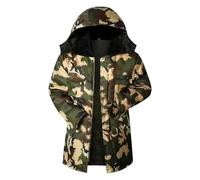Mrat Mens Camo Tactical Coat Camouflage Fleece Lined Winter Warm Coat Thick Long Parka Hooded Puffer Jacket Durable Outdoor Raincoat Breathable Windproof Softshell Jacket Hunting Hiking