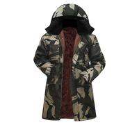Mrat Mens Camo Tactical Coat Camouflage Fleece Lined Winter Warm Coat Thick Long Parka Hooded Puffer Jacket Durable Outdoor Raincoat Breathable Windproof Softshell Jacket Hunting Hiking