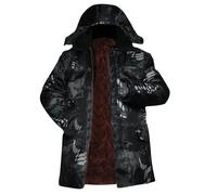 Mrat Mens Camo Tactical Coat Camouflage Fleece Lined Winter Warm Coat Thick Long Parka Hooded Puffer Jacket Durable Outdoor Raincoat Breathable Windproof Softshell Jacket Hunting Hiking