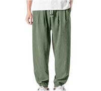 Mrat Men's Casual Trousers Summer Loose Fit Pants Cargo Pant Elasticated Waist Bottom Chino Regular Fit Pant Soft Comfy Breathable Trouser Solid Straight Leg with Drawstring Pockets Plus Size 5XL