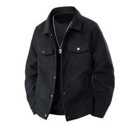 Mrat Men's Corduroy Jackets Uk Winter Warm Jacket Vintage Lapel Colar Button Down Coats Thermal Slim Fit Shirts Long-Sleeve Casual Loose Fit Trucker Jacket with Pockets Overcoat Shackets Outwear M-5XL