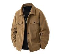 Mrat Men's Corduroy Jackets Uk Winter Warm Jacket Vintage Lapel Colar Button Down Coats Thermal Slim Fit Shirts Long-Sleeve Casual Loose Fit Trucker Jacket with Pockets Overcoat Shackets Outwear M-5XL