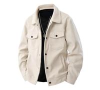 Mrat Men's Corduroy Jackets Uk Winter Warm Jacket Vintage Lapel Colar Button Down Coats Thermal Slim Fit Shirts Long-Sleeve Casual Loose Fit Trucker Jacket with Pockets Overcoat Shackets Outwear M-5XL