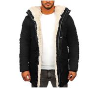 Mrat Mens Cotton Padded Borg Fleece Sherpa Lined Jacket Hoodies Quilt Fleece Coat Casual Winter Warm Thick Coat Long Sleeve Zip Button Overcoat Outerwear Windproof Cosy Loose Jacket