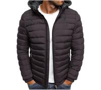 Mrat Mens Down Coat Lightweight Puffer Jacket Hooded Outerwear Windproof Padded Coats Insulated Puffy Coat Long Sleeve Zip Warm Coats Winter Packable Quilted Coat Casual Loose Fit Jacket Hiking Sale