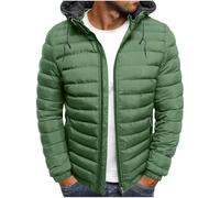 Mrat Mens Down Coat Lightweight Puffer Jacket Hooded Outerwear Windproof Padded Coats Insulated Puffy Coat Long Sleeve Zip Warm Coats Winter Packable Quilted Casual Loose Fit Jacket Hiking