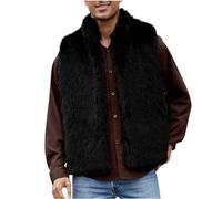 Mrat Men's Faux Fur Gilet Fleece Bodywarmer Thermal Vest Lightweight Sleeveless Padded Fuzzy Coat Winter Windproof Outwear Jackets Elegant Luxury Waistcoat Soft Open Front Cardigans