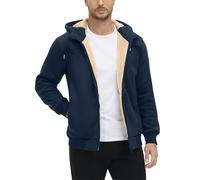 Mrat Mens Fleece Jackets Teddy Fleece Lined Hoodies Drawstring Long Sleeve Zip Up Windproof Coats with Pockets Winter Warm Fuzzy Sweater Comfy Fluffy Cardigan Sherpa Thickened Tops Uk Trendy Outerwear