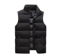 Mrat Men's Gilets Quilted Thermal Vest Lightweight Soft Vest Stand Collar Padded Jacket Sportwear Solid Color Warm Down Jacket Sleeveless Full Zipper Waistcoat Pocket Outwear Hiking 5XL