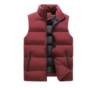 Mrat Men's Gilets Quilted Thermal Vest Lightweight Soft Vest Stand Collar Padded Jacket Sportwear Solid Color Warm Down Jacket Sleeveless Full Zipper Waistcoat Pocket Outwear Hiking 5XL