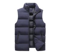 Mrat Men's Gilets Quilted Thermal Vest Lightweight Soft Vest Stand Collar Padded Jacket Sportwear Solid Color Warm Down Jacket Sleeveless Full Zipper Waistcoat Pocket Outwear Hiking 5XL