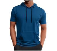 Mrat Mens Hoodies Short Sleeve Lightweight Athletic T Shirt Drawstring Hoody Breathable Pullover Tops Solid Color Workout Gym Moisture Wicking Sweatshirt Gym Fitness Sports Outdoor Athletic Running