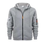 Mrat Men's Hoodies Zip-Up Long Sleeve Drawstring Pullover Tops Fleece Hoodys Ribbed Cuff Jacket Solid Color Lightweight Comfy Sweatshirt Windproof Oversized Coat Loungewear Sports Gym Outerwear