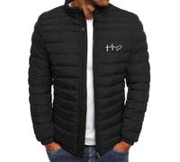 Mrat Mens Lightweight Down Jacket Hooded Long Sleeve Zip Coat Floral Print Padded Cotton Quilted Coat Waterproof Windproof Puffer Insulated Puffy Winter Warm Loose Casual Jacket Outwear