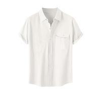 Mrat Men's Linen Cotton Shirts Casual Shirt Regular Fit Short Sleeve Button Down Tops Summer Comforty Dressy T-Shirt Office Business Work Pullover Beach Uk 8 10 12 14 16 18 20 22 Deals Promotion Gifts