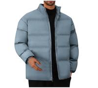 Mrat Mens Padded jacket Winter Warm Jacket Lightweight Down Puffer Thicken Casual Hybrid Windproof Quilted Outwear Insulated Coat Stand Collar Zip Hiking Plus Size M-5XL