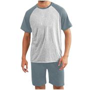 Mrat Men's Pajama Set Sleepwear Lightweight Dry Short Sleeve Shirts Wide Leg Shorts Bottoms Soft Comfy Sleep Sets Loungewear Breathable Casual Loose Pjs Sets Sleepwear Nightwear Homewear L-5XL