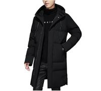 Mrat Mens Parka Coat Padded Winter Coat Zipped Hooded Puffer Overcoat Bodywarm Outerwear Quilted Jacket Long Down Jacket Drawstring Oversized Coat Lightweight Insulated Soft Shell Jacket Clearance
