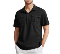 Mrat Men's Polo Shirts Short Sleeve Button Tops Casual Lapel Pockets Tee Golf Sportswear Summer Stretch Poloshirts Solid Color Moisture Wicking Lightweight Top Fitness Hiking,Quick-Drying,Gym,UK