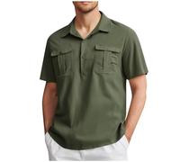 Mrat Men's Polo Shirts Short Sleeve Button Tops Casual Lapel Pockets Tee Golf Sportswear Summer Stretch Poloshirts Solid Color Moisture Wicking Lightweight Top Fitness Hiking,Quick-Drying,Gym,Sale,UK