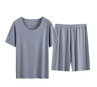 Mrat Mens Pyjamas Set Modal Cotton Solid Pjs Sets Two Pieces Outfits Short Sleeve TShirt Tops Bottoms Soft Sleepwear Nightwear Pj Set Comfy Classic Pyjamas Homewear Loungewear