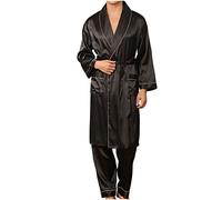 Mrat Men's Satin Robe Kimono Dressing Gown Silk Lightweight Long Sleeve Bathrobe with Belt Pockets Luxury Sofy Comfy Robe Spa Hotal Nightwear Pyjamas Wedding Loungewear Sleepwear Housecoat