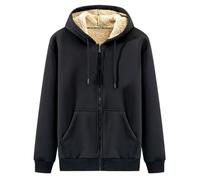 Mrat Men's Sherpa Fleece Lined Hoodies Drawstring Zip Up Hoodie Jacket Winter Warm Thick Coats with Pockets Padded Sweatshirts Solid Color Fluffy Pullover Thermal Tops Outerwear Work Hiking Uk M-5XL