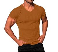 Mrat Mens Short Sleeve T Shirt Bodybuilding Athletic Tees Muscle Fit Tshirt Gym Workout Basic Tops Ribbed Slim Fit V Neck Top Casual Loose Undershirts Quick Dry Lightweight Top Going Out Work 4XL