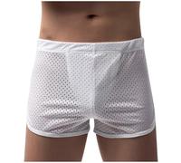 Mrat Mens Shorts Mesh Hollow Openwork Drawstring Lounger Underwear Split Sides Lounge Shorts Breathable Soft Comfy Bottoms Swim Trunks Sleep Bottoms Pajama Pants Beach Workouts Running Sports