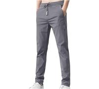 Mrat Men's Stretch Pants Quick-Dry Loose Fit Trousers Casual Slim Fit Pants Classic-Fit Wrinkle-Resistant Pleated Trousers Drawstring Straight Pockets Elastic Waist Bottoms Plus Size M-5XL