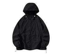 Mrat Men's UPF 50+ Light Jacket Full Zip Sun Screen Protection Hoodies Long Sleeve Sun Tops Windbreaker Lightweight Thin Coat Quick Dry Camping Walking Hiking Fishing Outdoor UK Black