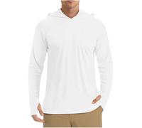 Mrat Men's UPF 50+ Sun Protection Hoodies Long Sleeve Summer Casual Top Sun Protection Performance T-Shirt Quick Dry Lightweight Breathable Shirt with Thumb Holes Athletic UV Jacket Rash Guard Fishing