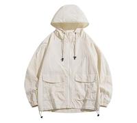 Mrat Men's UPF 50+ Sun Protection Jacket Outdoor Windbreaker Lightweight Full Zip Hoodie Sunscreen Drawstring Long Sleeve Fishing Hiking Raincoat Shirts Athletic Quick Dry Tops Cycling Camping Running