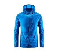 Mrat Men's UPF 50+ Sun Protection Jackets UK Summer Outdoor Windbreaker Jacket Pockets Solid Color Hooded Tops Hiking Athletic Running Walking Cycling Beach Going Out Sunscreen M-4XL Light Blue