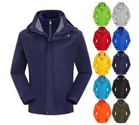 Mrat Mens Waterproof 3 in 1 Jacket Inner Fleece Rain Coats Hooded Outdoor Windbreak Mountain Coat Softshell Ski Jackets Breathable Winter Warm Raincoat Walking Hiking Travel Climbing Trekking Camping