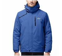 Mrat Mens Waterproof Jacket Fleece Lined Warm Winter Parka Coats Outdoor Windproof Overcoat Lightweight Hooded Softshell Jacket Trench Coats Windbreak Raincoat Camping Hiking Plus Size M-5XL