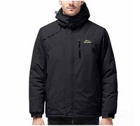 Mrat Mens Waterproof Jacket Fleece Lined Warm Winter Parka Coats Outdoor Windproof Overcoat Lightweight Hooded Softshell Jacket Trench Coats Windbreak Raincoat Camping Hiking Plus Size M-5XL