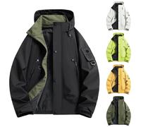 Mrat Mens Waterproof Jacket Outdoor Hooded Windbreak Coat Lightweight Casual Breathable Cargo Rain Jackets Windproof Sportwear Fishing Hunting Climbing Hiking Quick Dry Solid Color Plus Size Uk S-4XL